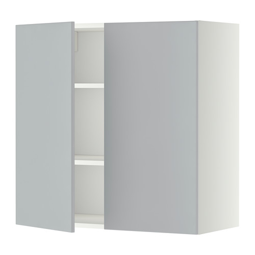 METOD Seinakapp valgete VEDDINGE ustega 80x80cm, hall