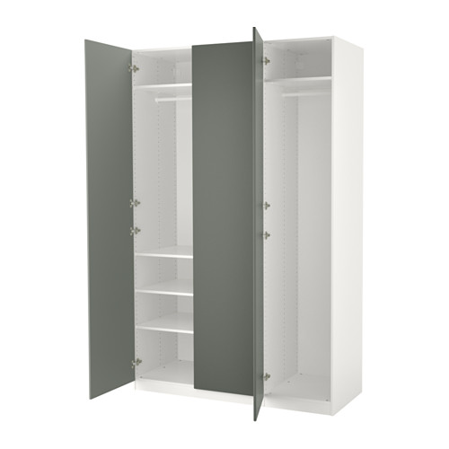 PAX Garderoob, valge, Rainswall hall-roheline, 150x60x236 cm