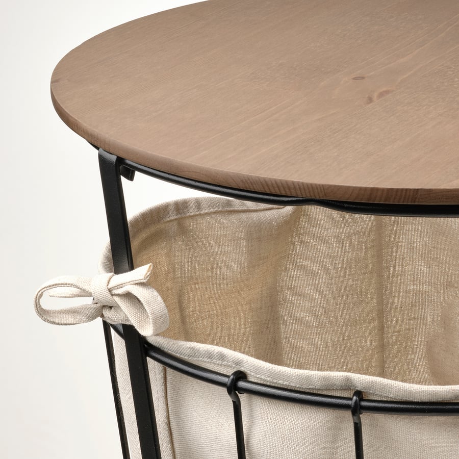 ÄNGESBYN panipaigaga laud 48x Ø43 cm must/mänd peitsitud helepruun