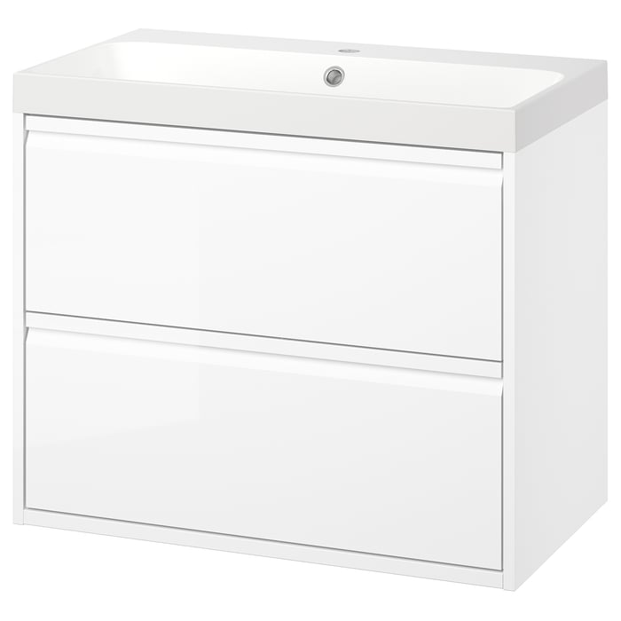 ÄNGSJÖN / BACKSJÖN Умивальник і шафка з шухлядами, глянець білий, 80x48x69 см