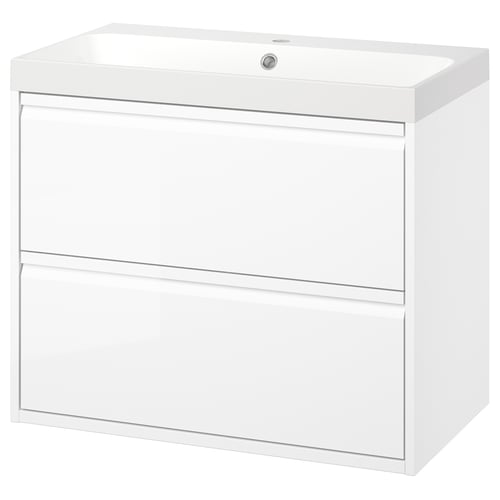ÄNGSJÖN / BACKSJÖN Умивальник і шафка з шухлядами - глянець білий 80x48x69 см