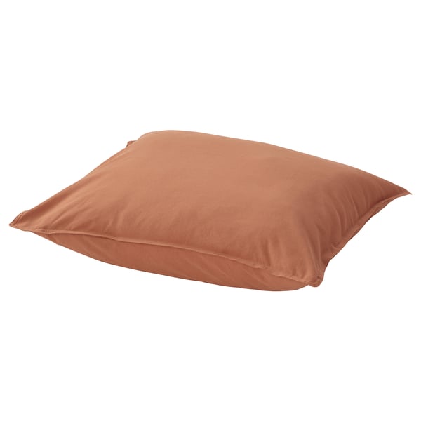 Brązowa prostokątna poszewka na poduszkę, gładka faktura, prosty design.