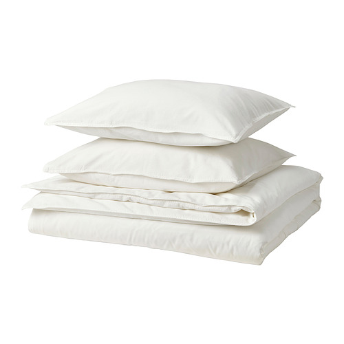 ÄNGSLILJA - poszwa na kołdrę i 2 poszewki, 200x200/50x60 cm, biały