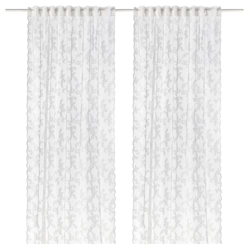 ALVINE SPETS Гардини, 1 пара - білий/на тасьмі 145x250 см