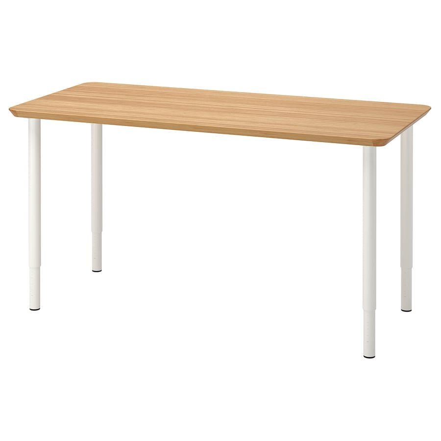 ANFALLARE/OLOV, rakstāmgalds 65x140 cm bambuss/baltā krāsā