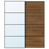 Drzwi przesuwne AULI z lustrzanym wykończeniem i wykończeniem drewnianym. Nowoczesny design z mechanizmem cichego domykania.