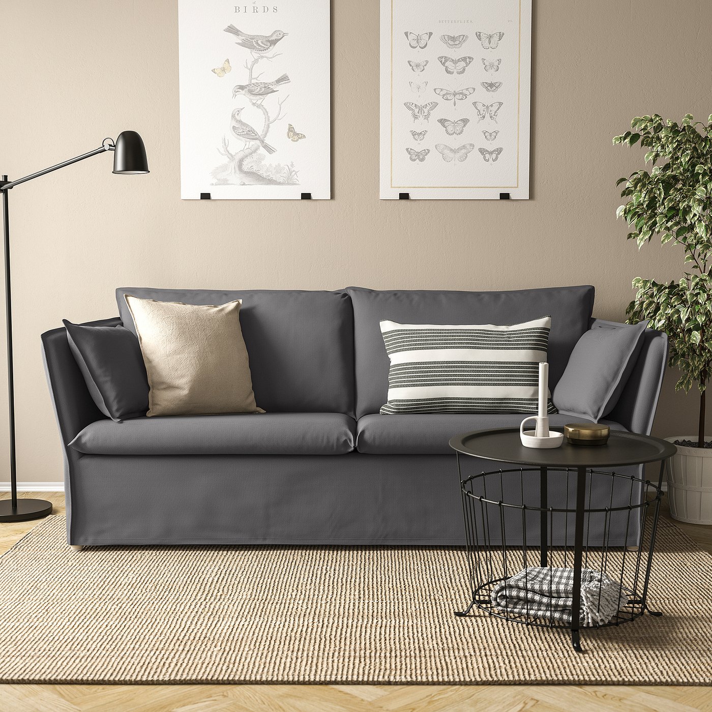BACKSÄLEN Sofa 3-osobowa - Hallarp szary