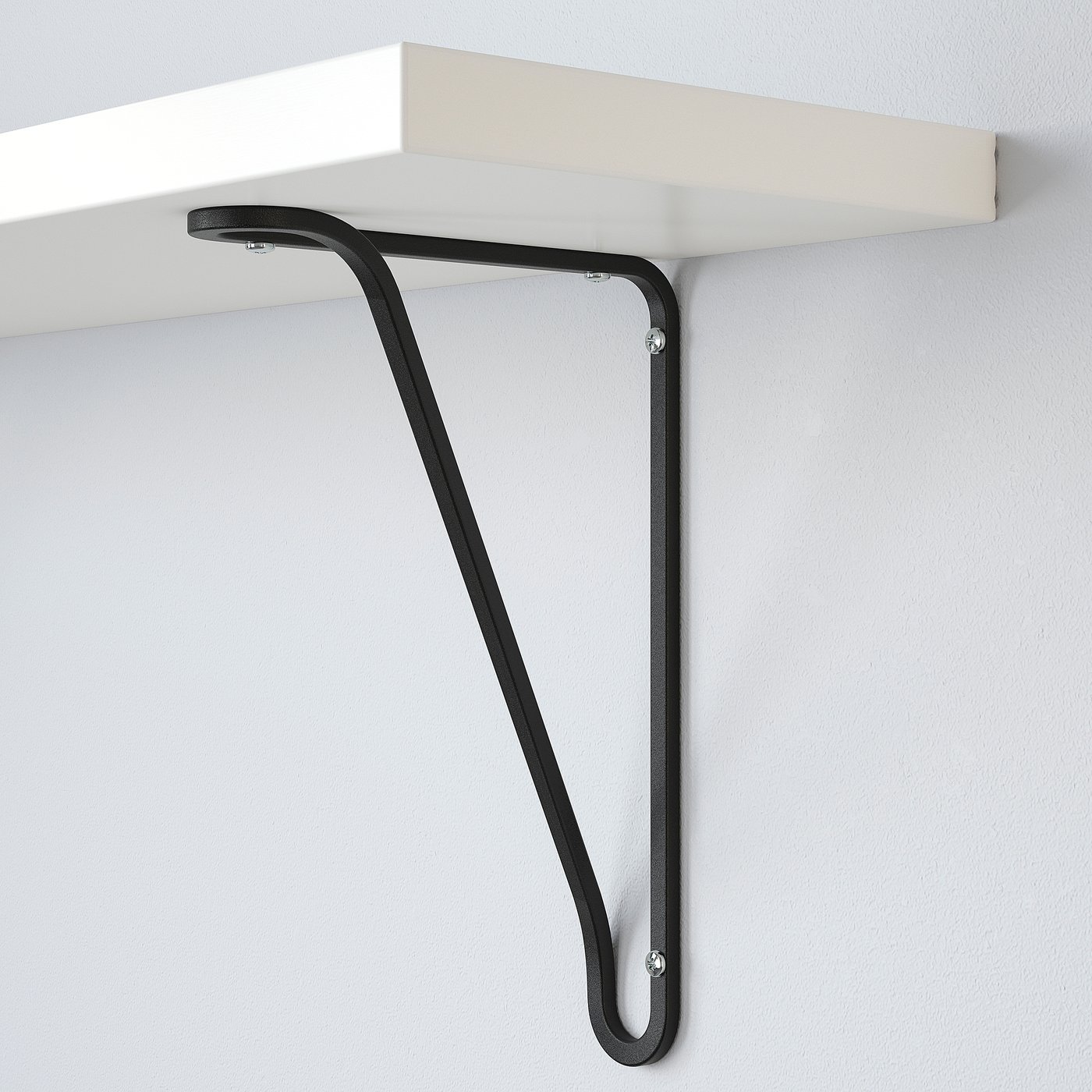 Настінна полиця IKEA BERGSHULT / FÖRLÄGGARE, чорний / білий, 80 × 20 см — фото 4