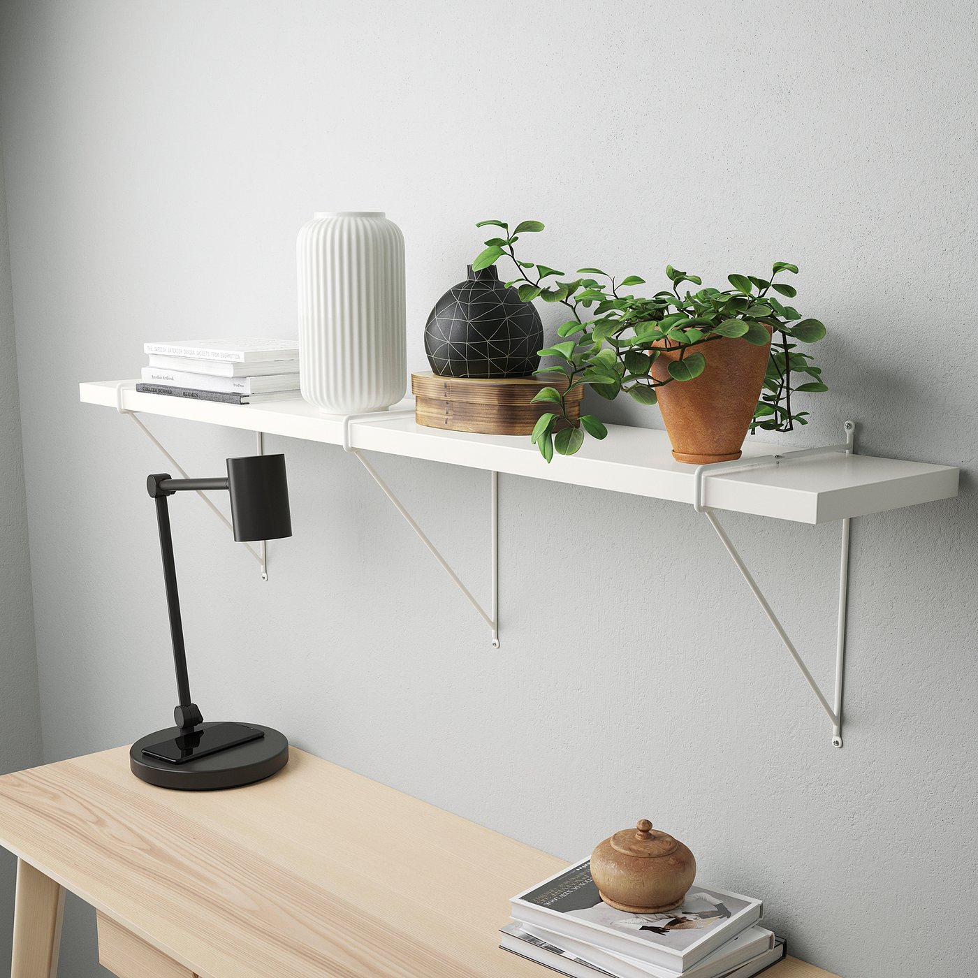 Настінна полиця IKEA BERGSHULT / PERSHULT, білий / білий, 120 × 20 см — фото 4