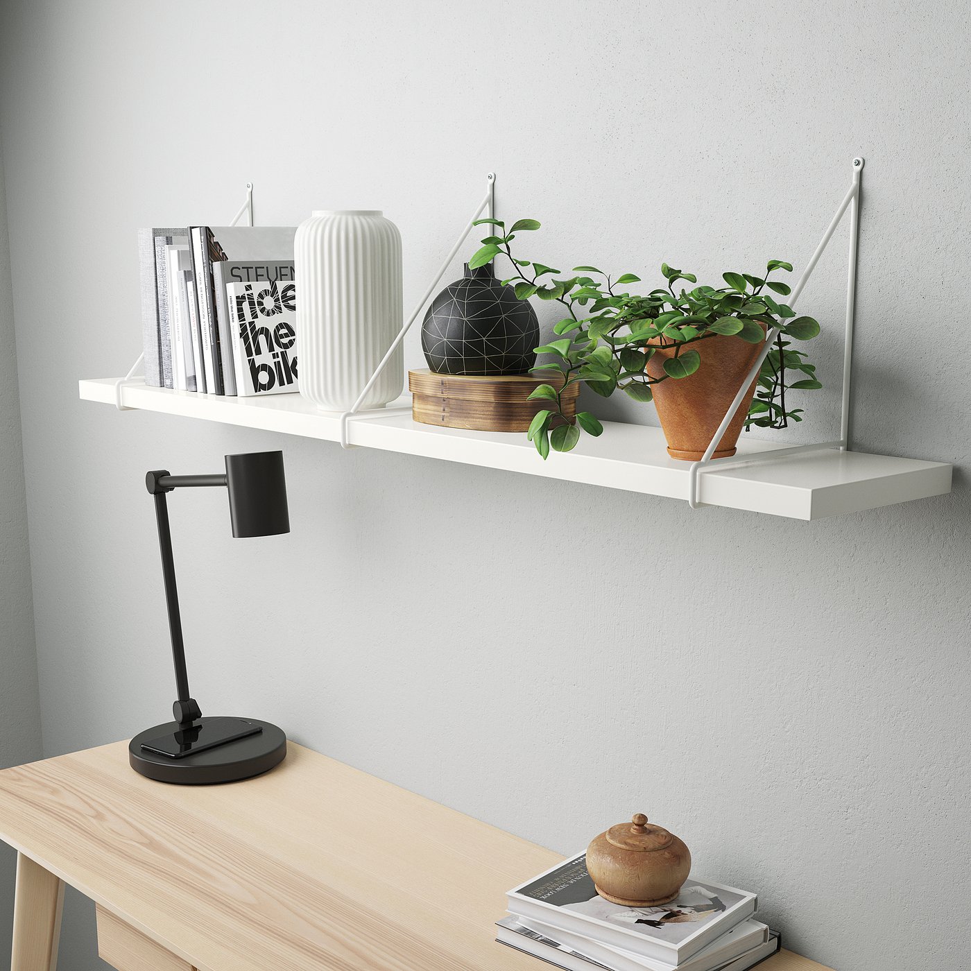 Настінна полиця IKEA BERGSHULT / PERSHULT, білий / білий, 120 × 20 см — фото 2