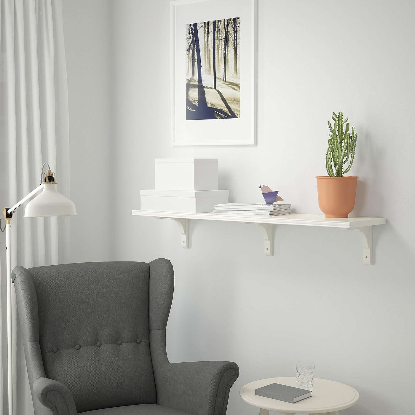 Настінна полиця IKEA BERGSHULT / RAMSHULT, білий, 120 × 30 см — фото 3
