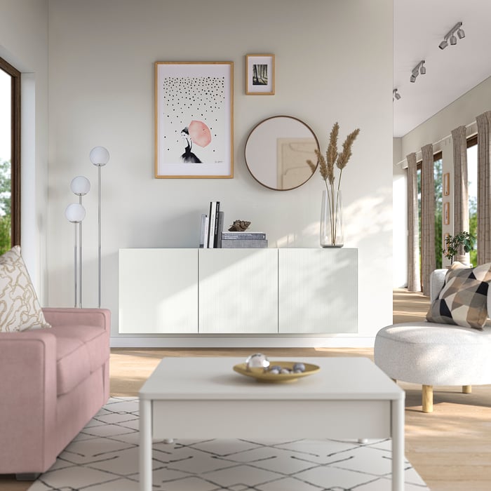 BESTÅ Комбінація настінних шафок, білий/Förvaltare білий, 180x42x64 см, фото 2