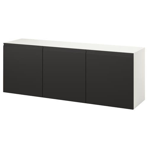 BESTÅ Комбінація настінних шафок - білий/Hammarsmed антрацит 180x42x64 см