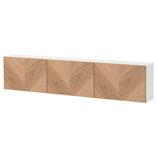 BESTÅ Комбінація настінних шафок - білий/Hedeviken дубовий шпон 180x22x38 см