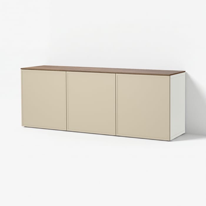 BESTÅ Комбінація настінних шафок, білий Krukmakare/бежевий горіх, 180x42x65 см