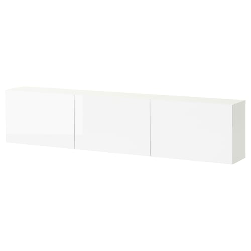 BESTÅ Комбінація настінних шафок - білий/Selsviken білий глянцевий 180x22x38 см