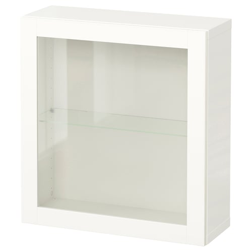 BESTÅ Комбінація настінних шафок - білий/Sindvik біле прозоре скло 60x22x64 см