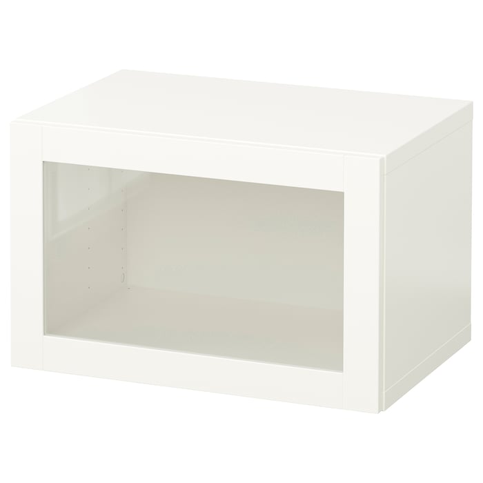 BESTÅ Комбінація настінних шафок, білий/Sindvik біле прозоре скло, 60x42x38 см