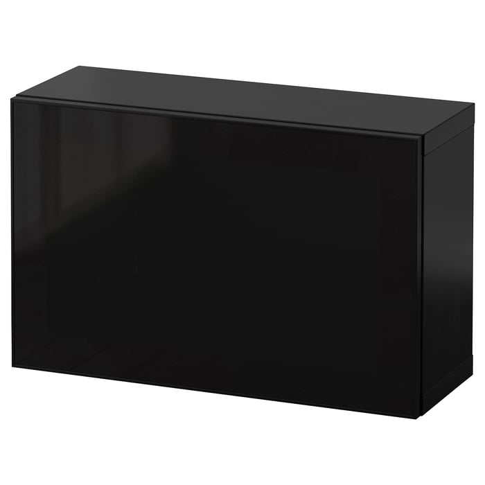 BESTÅ Комбінація настінних шафок, чорно-коричневий Glassvik/чорне скло, 60x22x38 см