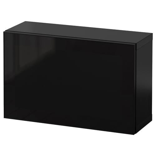 BESTÅ Комбінація настінних шафок - чорно-коричневий Glassvik/чорне скло 60x22x38 см