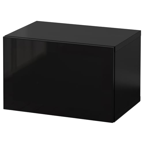 BESTÅ Комбінація настінних шафок - чорно-коричневий Glassvik/скло 60x42x38 см