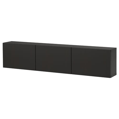 BESTÅ Комбінація настінних шафок - чорно-коричневий/Lappviken чорно-коричневий 180x22x38 см