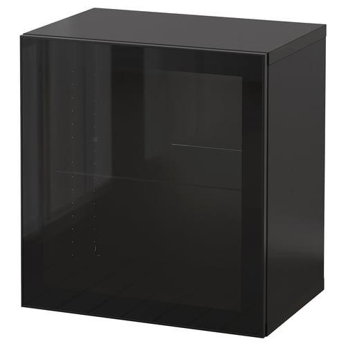 BESTÅ Комбінація настінних шафок - глянець/чорний/Glassvik 60x42x64 см