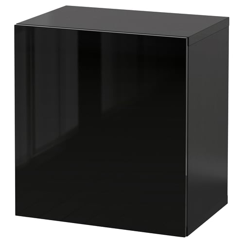 BESTÅ Комбінація настінних шафок - глянець/чорний/Selsviken 60x42x64 см