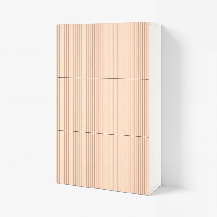 BESTÅ Комбінація з дверцятами, білий/Björköviken березовий шпон, 120x42x193 см