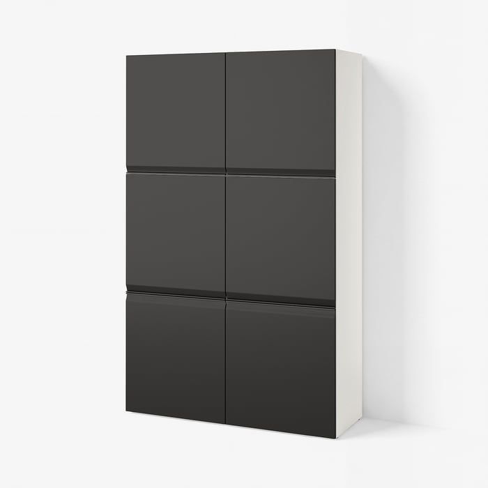 BESTÅ Комбінація з дверцятами, білий Hammarsmed/антрацитовий, 120x42x193 см