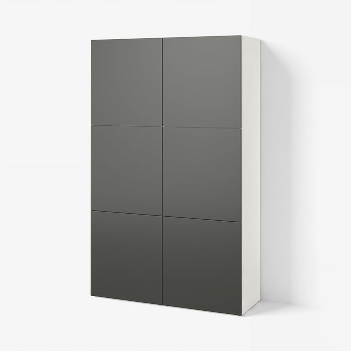 BESTÅ Комбінація з дверцятами, білий/Lappviken темно-сірий, 120x42x193 см