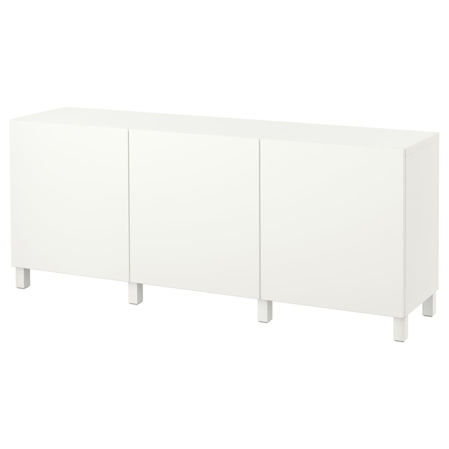 BESTÅ Skapju kombinācija 180x40x74 cm, (standarta enģes) balts/ Lappviken balts