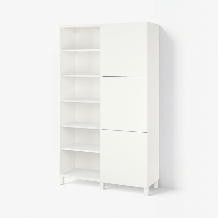 BESTÅ Комбінація з дверцятами, білий/Lappviken/Stubbarp білий, 120x42x202 см
