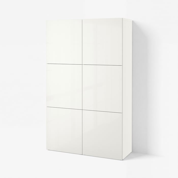 BESTÅ Комбінація з дверцятами, білий/Selsviken глянець/білий, 120x42x193 см