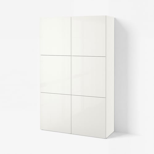 BESTÅ Комбінація з дверцятами - білий/Selsviken глянець/білий 120x42x193 см