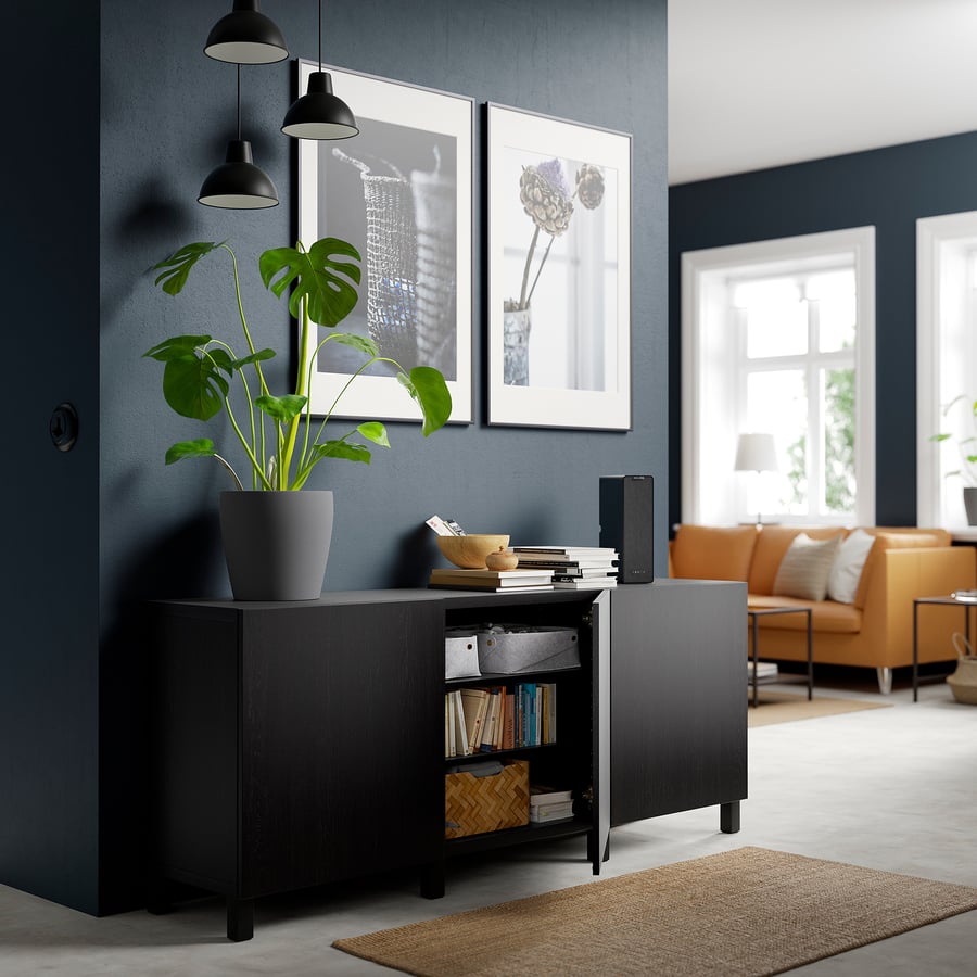 BESTÅ Skapju kombinācija 180x40x74 cm, (standarta enģes) melni brūns/ Lappviken melni brūns BESTÅ Skapju kombinācija 180x40x74 cm, (standarta enģes) melni brūns/ Lappviken melni brūns