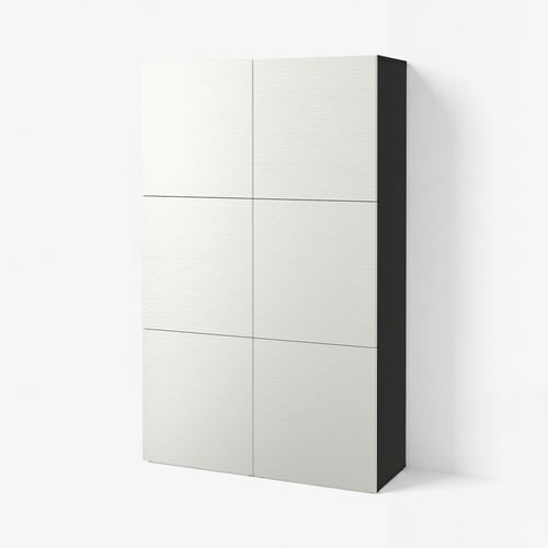 BESTÅ Комбінація з дверцятами - чорно-коричневий/Laxviken білий 120x42x193 см