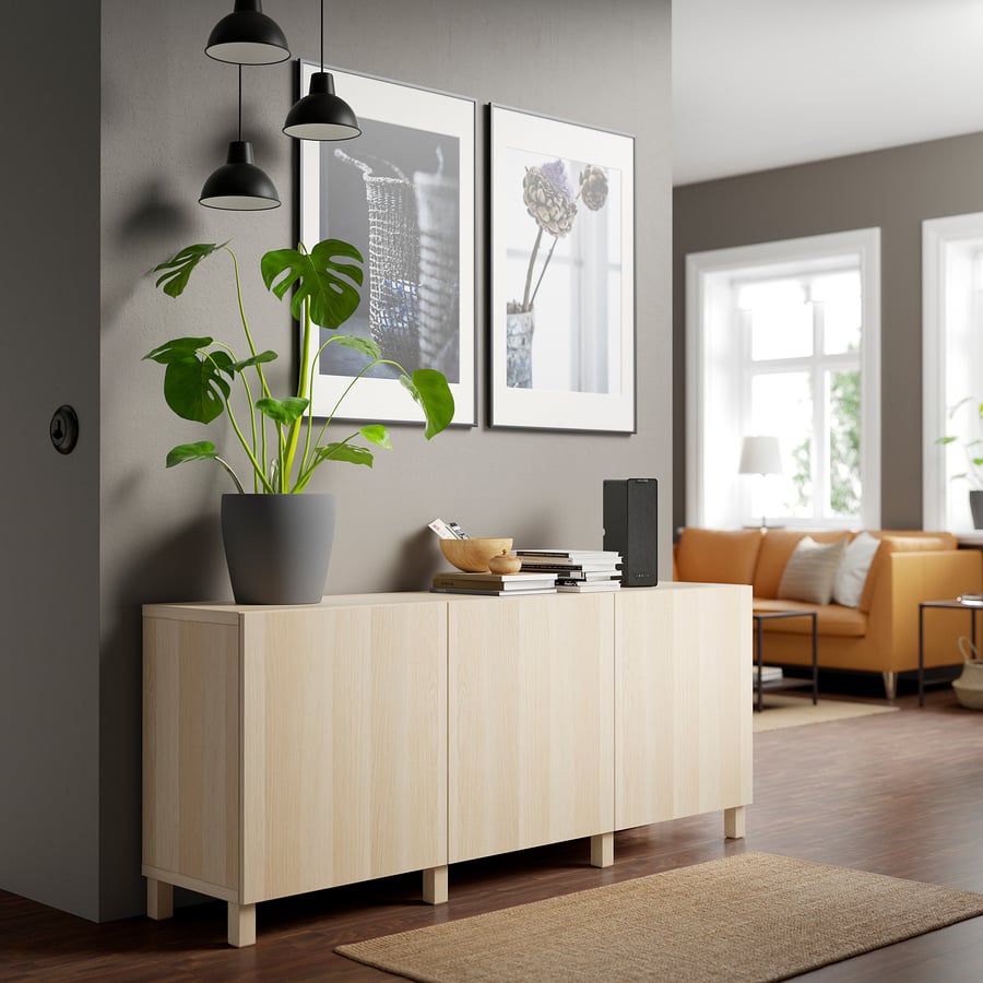 BESTÅ Skapju kombinācija 180x40x74 cm, (standarta enģes) balināts ozols/ Lappviken balināts ozols BESTÅ Skapju kombinācija 180x40x74 cm, (standarta enģes) balināts ozols/ Lappviken balināts ozols
