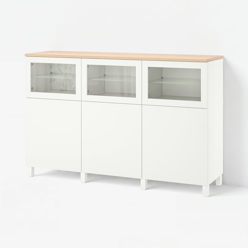 BESTÅ Комбінація з дверцятами - Lappviken/Stubbarp/Sindvik біле прозоре скло 180x42x114 см