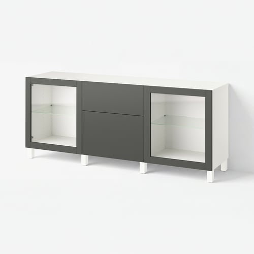 BESTÅ Комбінація з шухлядами - білий Lappviken/Sindvik/Stubbarp темно-сірий 180x42x74 см