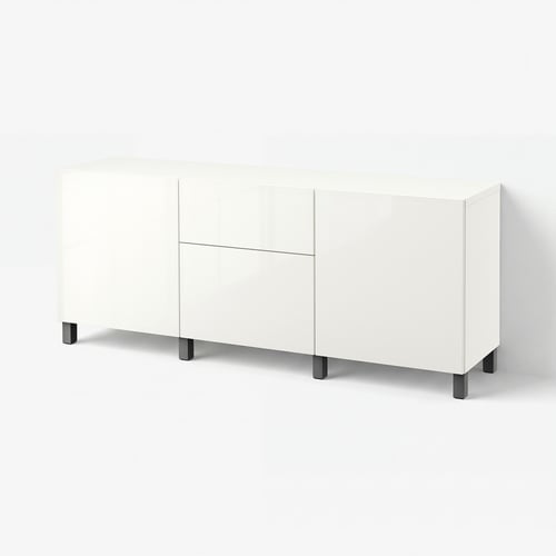 BESTÅ Комбінація з шухлядами - білий/Selsviken/Stubbarp темно-сірий 180x42x74 см
