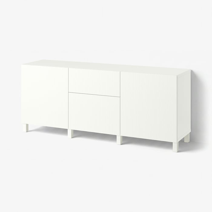 BESTÅ Комбінація з шухлядами, Förvaltare білий/Stubbarp білий, 180x42x74 см