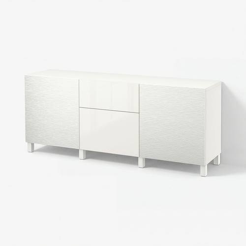BESTÅ Комбінація з шухлядами - Laxviken білий/Selsviken глянець/білий 180x42x74 см