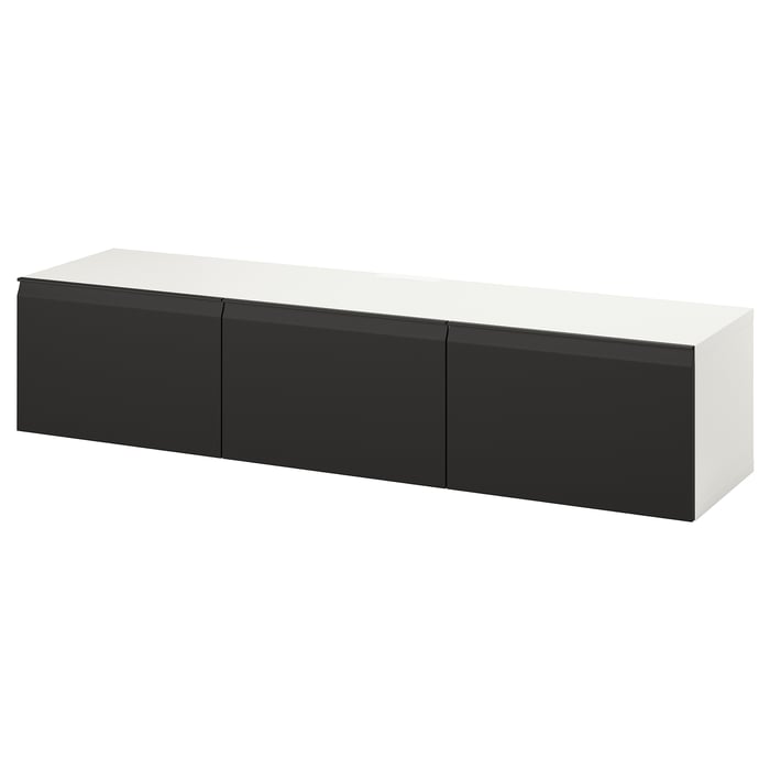 BESTÅ Тумба під телевізор із дверцятами, білий/Hammarsmed антрацит, 180x42x38 см