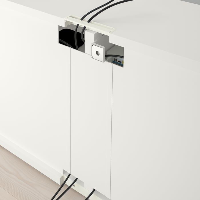 BESTÅ Тумба під телевізор із дверцятами, білий/Krukmakare бежевий, 120x42x74 см, фото 5