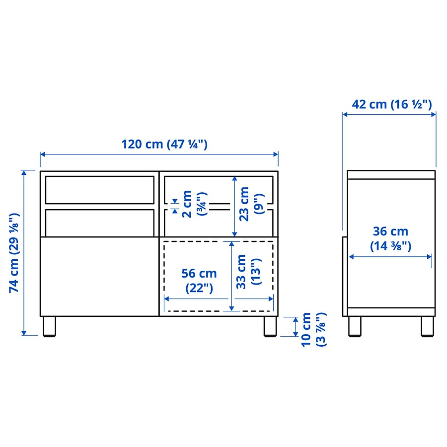 BESTÅ TV galdiņš ar durvīm, baltā krāsā/Krukmakare tumši pelēka-zaļa, 120x42x74 cm
