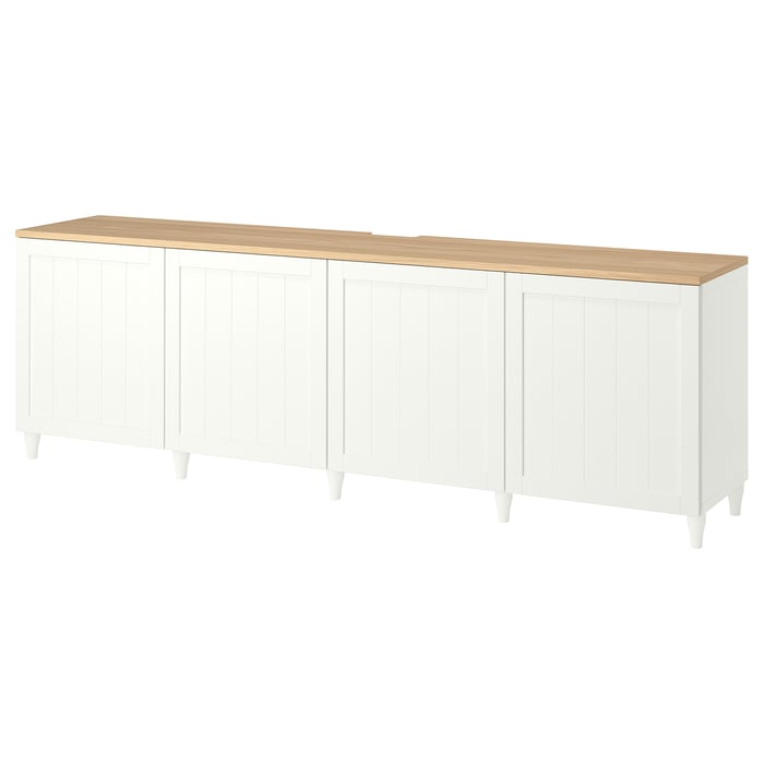 BESTÅ Тумба під телевізор із дверцятами, білий/Pipmakare білий, 240x42x76 см