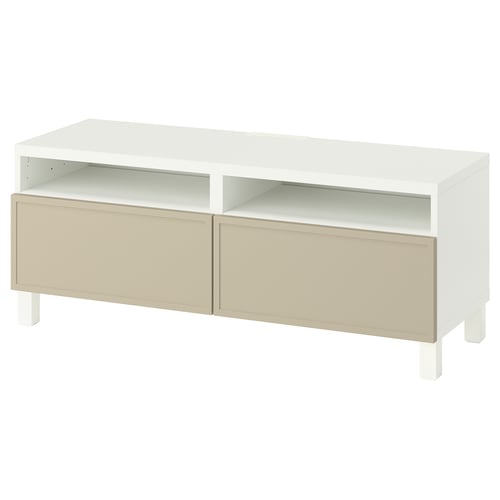 BESTÅ Тумба під телевізор із шухлядами - білий/Krukmakare бежевий 120x42x48 см