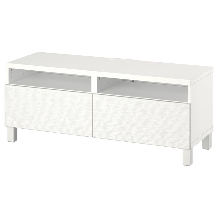 BESTÅ Тумба під телевізор із шухлядами, білий/Laxviken/Stubbarp білий, 120x42x48 см