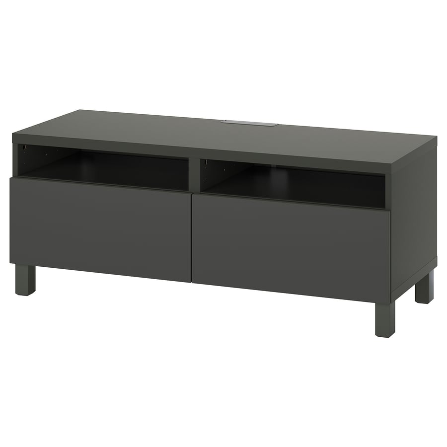 BESTÅ  TV galdiņš ar atvilktnēm, 120x42x48 cm, tumši pelēkā krāsā/Lappviken/Stubbarp tumši pelēkā krāsā  